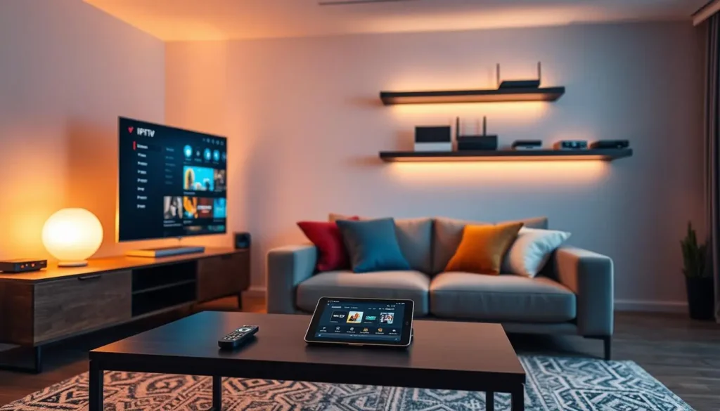Comparison of a cable set-top box and an IPTV app on a television